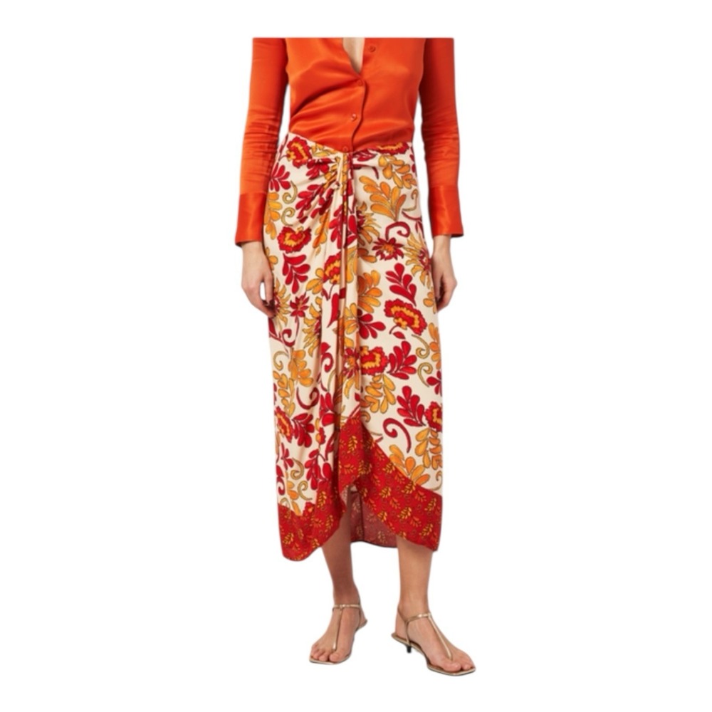 Zara Women Resortwear Wrap Bohemian Zip Back Maxi Skirt Size - Picture 2 of 11